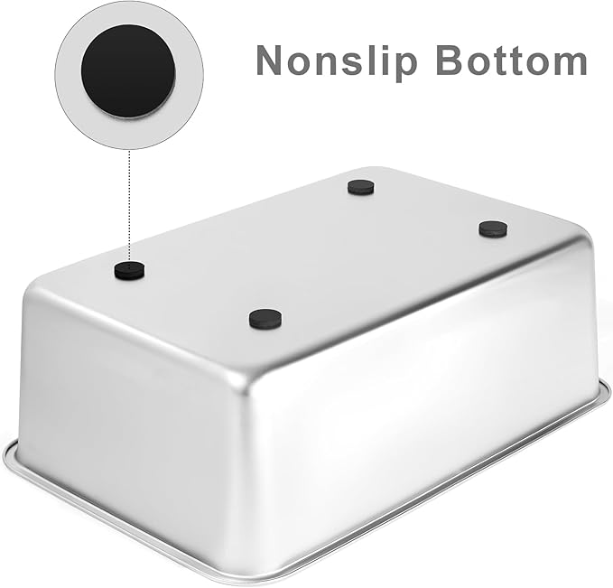 Yangbaga Stainless Steel Litter Box for Cat and Rabbit, Large Size with 8in High Sides and Non Slip Rubber Feet. Odor Control, Non Stick Smooth Surface, Easy to Clean, Never Bend