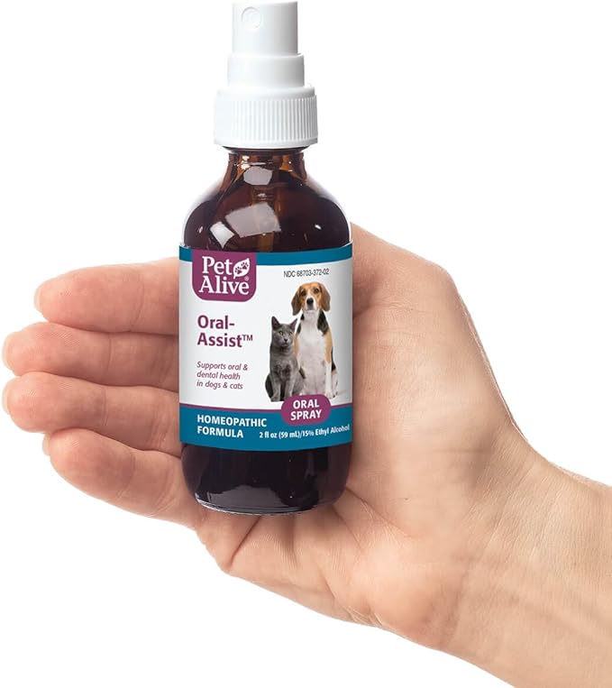PetAlive Oral-Assist - Natural Homeopathic Formula Supports Oral and Dental Health in Dogs and Cats - Supports Healthy Teeth and Gums in Pets - 59 mL