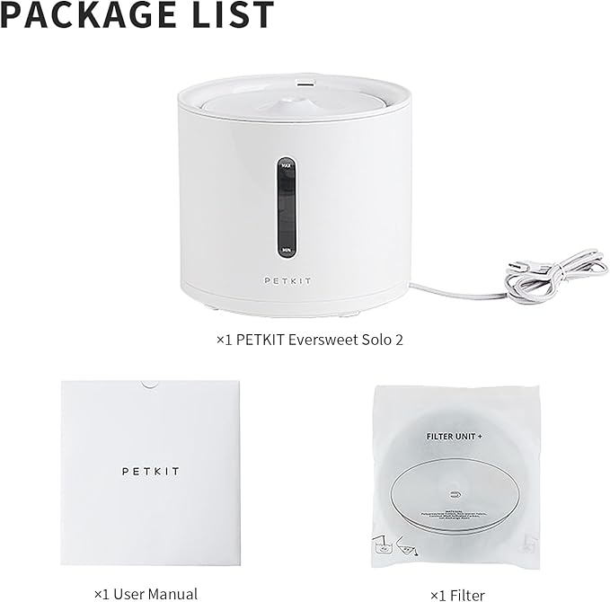 PETKIT EVERSWEET Solo 2 Cat Water Fountain with Wireless Pump, Ultra Quiet 70oz/2L Pet Water Fountain for Cats and Dogs Inside, 3 Working Modes, Visualization Window, App Control