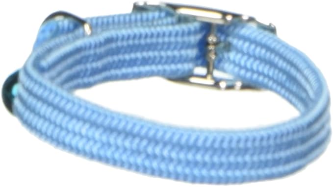 Kool Kat Elastic Cat Safety Collar with Bell, Light Blue, 8"