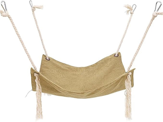 Breathable Linen Cat Hammock in Clean Solid Colors, Minimalist Design for Cages Machine Washable Available in 6 Colors, (Khaki)