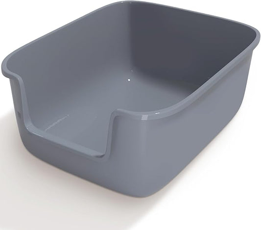 Vealind Large Cat Litter Box High Sided and Side Entry Cat Litter Pan 50 x 40 x 22 CM, Anti-Splashing Deep Tall Cat Boxes for Indoor Cats Basics Kitty Litter Box (Grey)