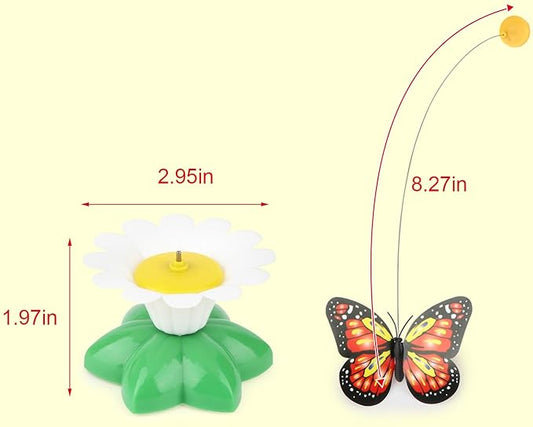 Hypeety Interactive Cat Toys Funny Electric Rotating Butterfly Steel Wire Pet Cat Kitten Teaser Toy for Indoor Cats (Color Random, Without Batteries)