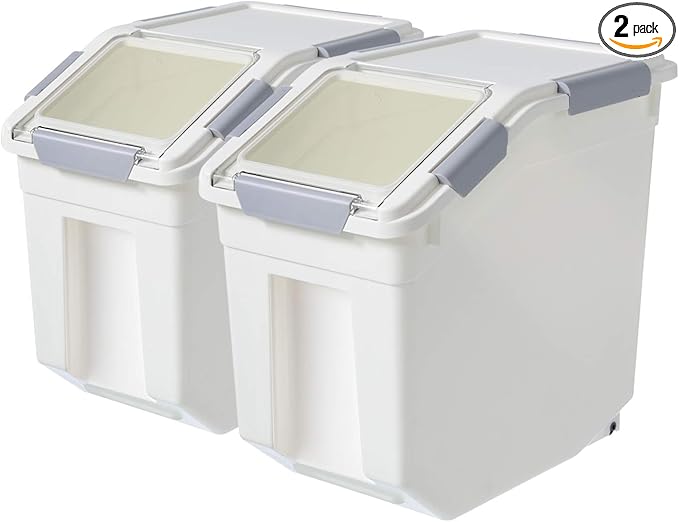 LISM 2 Pack Dog Food Storage Container with Scoop,Large Airtight Pet Dog Food Bin,Container for Dog Treats Rice,Dog Cat Dry Food Bin,Baking Supplies,Flour,Rice,Kitchen Pantry Cereal(15 LB)