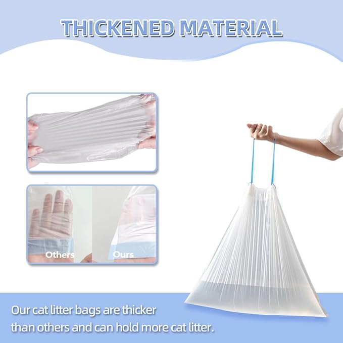 100 Packs Cat Litter Bags with Drawstring, Compatible with Litter-Robot 3/4 Cat Litter Box, Replacement Waste Bags Eplacement Liners Waste Bags