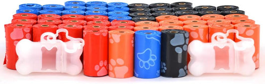 Best Pet Supplies Dog Poop Bags (900 Bags) for Waste Refuse Cleanup, Doggy Roll Replacements for Outdoor Puppy Walking and Travel, Leak Proof and Tear Resistant, Thick Plastic - Assorted Colors