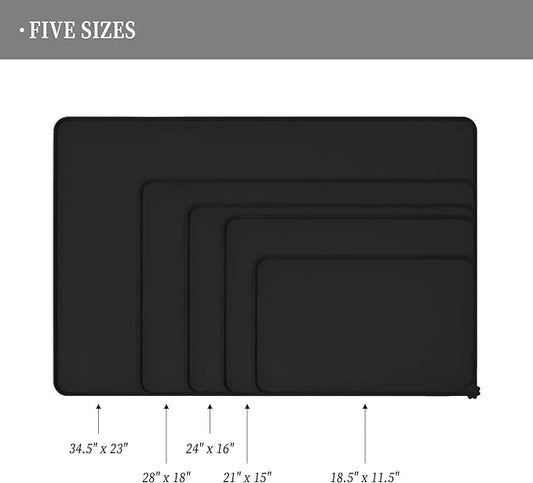 Waterproof Pet Feeding Mat with High Raised Edges, Heavier and Thicker Placemats for Cat Dog Water Bowl with BPA Free, Dogs Cats Food Mats for Messy Drinkers to Prevent Spill and Protect Floors