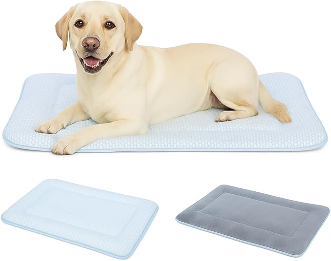 Woofry Dog Bed Mat for Crate, Reversible Cooling Mat for Dogs, Warming Dog Cooling Mat, Machine Washable, Lightweight, Portable, Pet Hair Repellent, All Season Comfort, 42''*28''