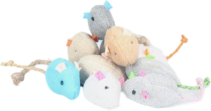emours Catnip Cat Toys Mouse Interactive Cat Toy, 10pcs Value Pack, Assorted Colors