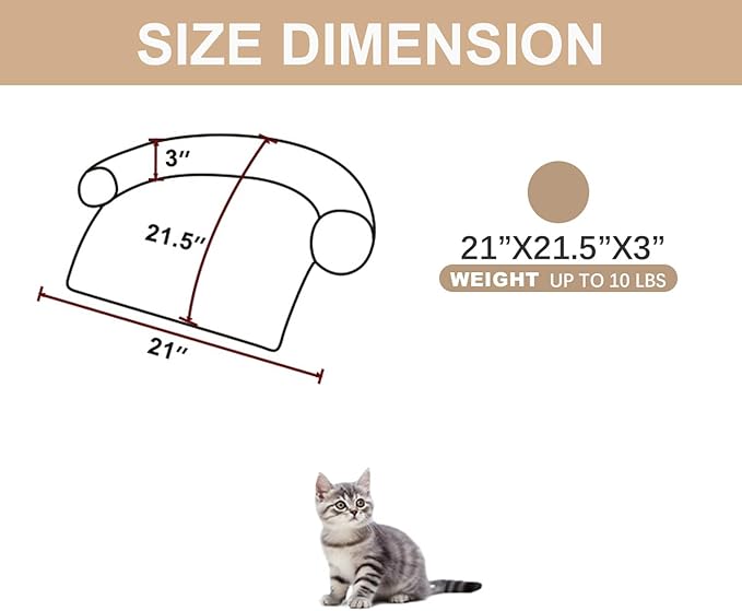 Tinaco Luxurious Calming Dogs/Cats Bed Mats, Dog Pad Washable Removable Couch Cover, Plush Long Fur Mat for Pets, Waterproof Lining, Perfect for Small, Medium and Large Dogs and Cats (Beige, 21"x21")