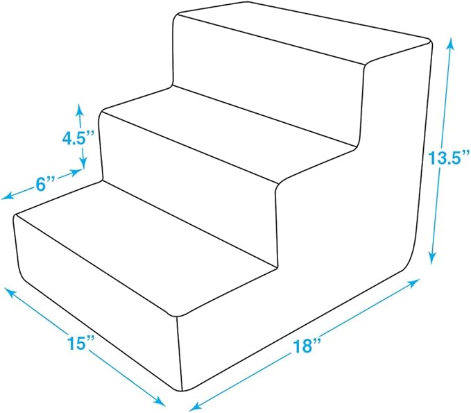 Best Pet Supplies Dog Stairs & Steps - CertiPur-US Made in USA Foam Steps for Small Dogs & Cats, Non-Slip Indoor Balanced Pet Step Support, Dog Ramp, No Assembly, Gray, 3-Step (13.5-inch Height)