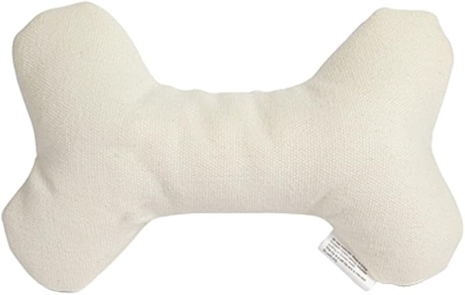 Eco-Friendly Durable Cotton Canvas Squeaky Dog Toy for Chewing, Training and Exercise – T-Bone, White (Safe for Pets & Kids)