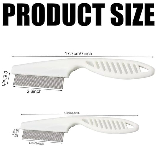 Pet Grooming Comb - 2-in-1 Multifunctional Stainless Steel Comb for Flea, Tear Stain Removal, and Dehairing Dogs and Cats' Face, Paws, and Body