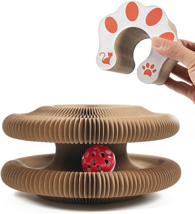 2pcs Magic Organ Cat Scratcher Board, Kitten Interactive Ball Scratching Pad Cardboard Accordion, Foldable Kitty Small Animals Scratch Post Cat Toy for Feline Physical Exercise Entertainment