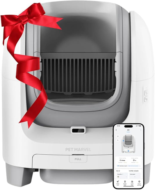 Large 70L Open-Top Self-Cleaning Litter Box for Cats, PET MARVEL Automatic w/App Control & Safety Protection, Multi-Cat Home Use, Easy Disassembly & Waste Bags (Model C1)