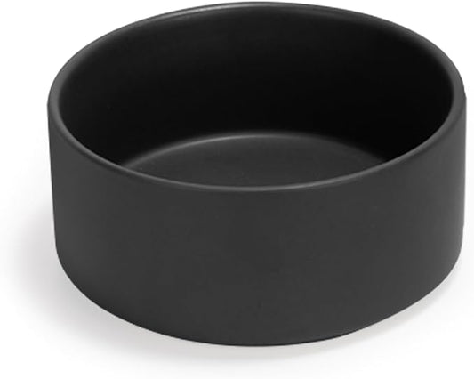 SPUNKYJUNKY 28.7OZ Ceramic Dog and Cat Bowl, Modern Cute Weighted Food Water Bowl for Replacement Black (1 Pack)