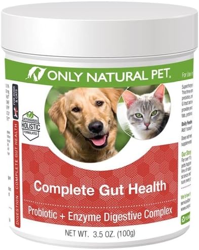 Only Natural Pet Complete Gut Health Complex - Probiotics & Digestive Enzyme Supplement for Dogs & Cats - Promotes Healthy Digestion, Immune System, Nutrient Absorption - Made in USA -3.5oz Powder