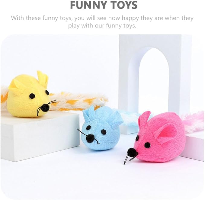 BESPORTBLE 3Pcs Colorful Catnip Plush Mice - Interactive Cat Teaser for Indoor Cats Engaging Chewing