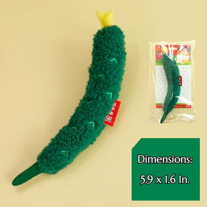 Cat Plush Toy Realistic Vegetable Set Cucumber Radish Shapes Sound-Making Plush Felt Fabric Catnip Crinkle Paper Dog Cat Accessories Pet Gifts for Christmas (Cucumber+Radish 4pcs)