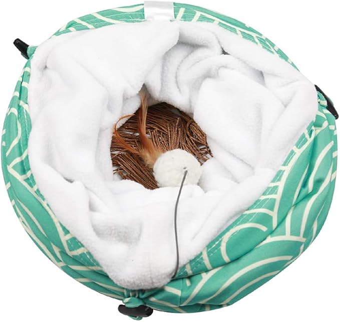 Petest Cat Tunnel Comfy Collapsible Tunnel with Boredom Relief Plush Ball, for Bunny Rabbits, Kittens, Ferrets, Puppy and Dogs