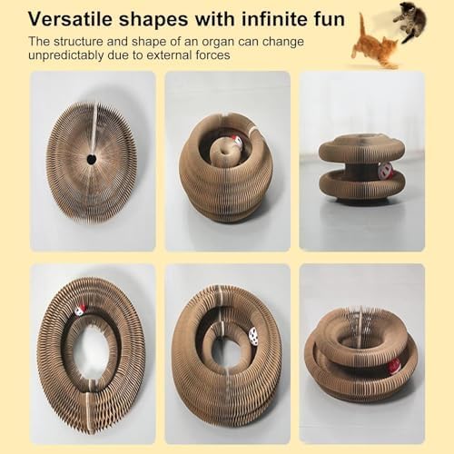 2PC Kitty Curls Cat Scratcher,Magic Organ Cat Toy,Cat Scratcher for Grinding Claw Cardboard Cat Toys,Interactive Scratch Pad with Toy Ball