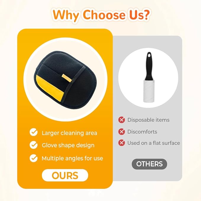 Pet Hair Removal Glove for Cats & Dogs, 2025 Upgrade Pet Hair Remover Glove, Electrostatic Pet Hair Removal Gloves for Dogs and Cats, Reusable Pet Hair Remover Glove (2)