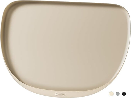 DownyPaws Dog Food Mats for Floors Waterproof, BPA Free Silcone Dog Bowl Mat, Non-Slip Pet Feeding Mat with High Raised Edge, Cat Placemat for Messy Drinkers, 24"×17", Almond