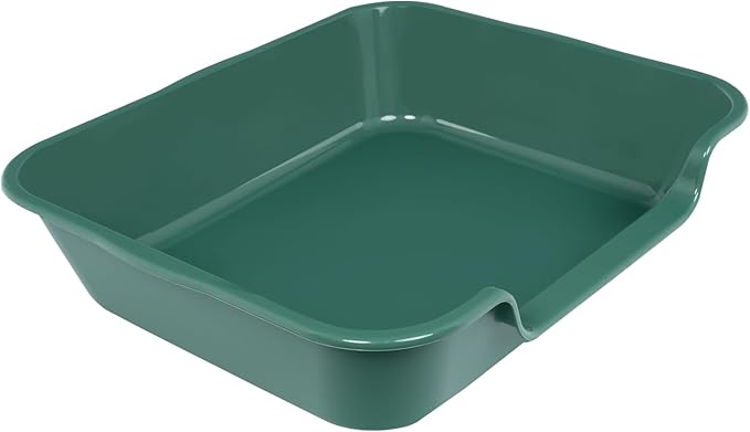 2 Pack of Extra Large Cat Litter Box (ABS Material), Low Entry Senior Litter Pen for Geriatric Kitty Big Cats, Jumbo Pet Safe Litter Boxes Tray for Indoor Pets Potty (Green, 24" L x 20" W)