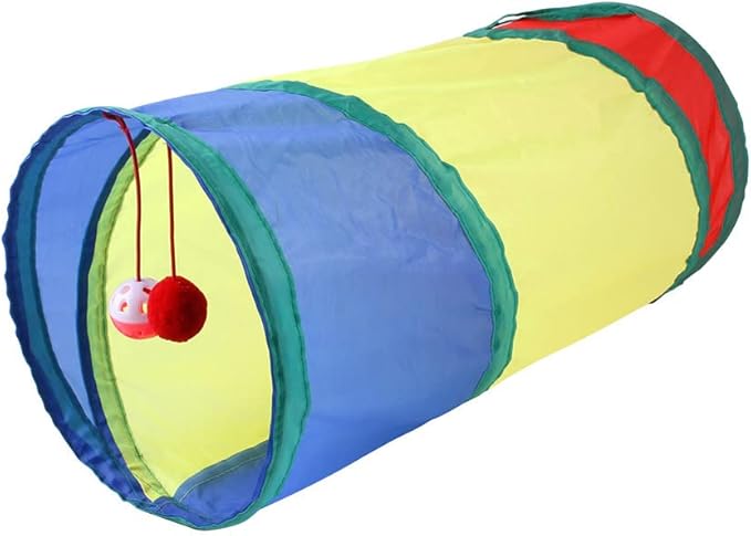 Rainbow Cat Tunnels with Interactive Ball Indoors Cats Play Tunnel for Indoor Tube Large Cat Toy Kitten Kitty Rabbt (2 Way)