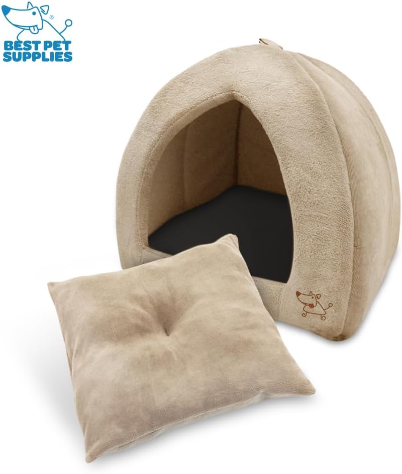 Pet Tent-Soft Bed for Dog and Cat by Best Pet Supplies - Tan, 18" x 18" x H:16"