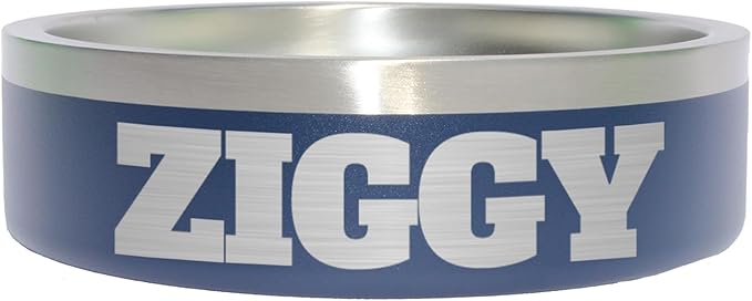 Custom Dog Bowl with Large Name - 304 Stainless Steel, Personalized Engraved, Nonslip, Custom Cat Bowl, Feeder, Pet Supplies, Food (Navy, Small -18oz)