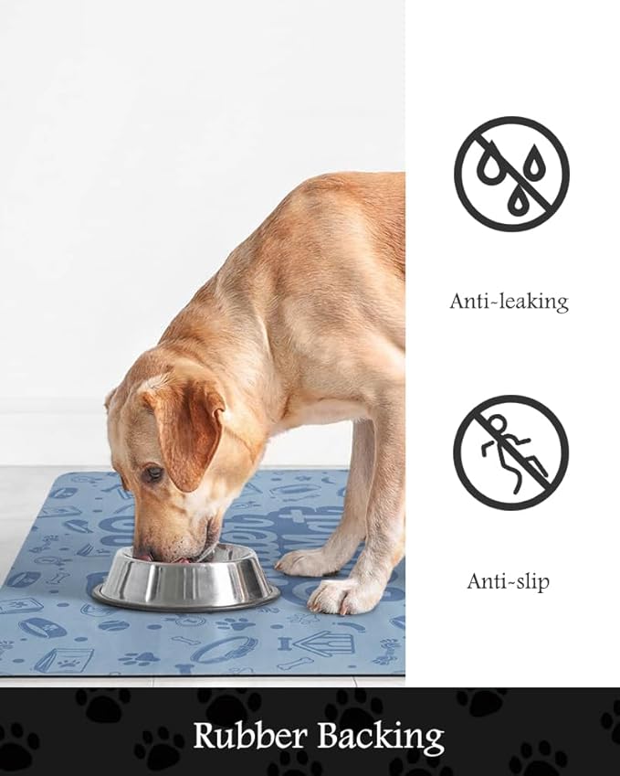 Pet Feeding Mat-Absorbent Dog Mat for Food and Water Bowl-No Stains Quick Dry Water Dispenser Mat-Dog Accessories Pet Supplies-Bowl for Messy Drinkers（Words,23"x34"