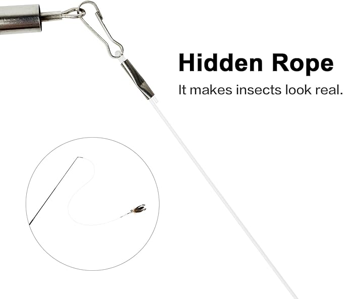TTcat Cat Feather Wand Toys,Retractable Wand Toy with 3 Mini Insect Refills, Transparent Carbon Wire,Interactive Cat Toy Kitten Toy for Indoor Cats to Play Chase Exercis