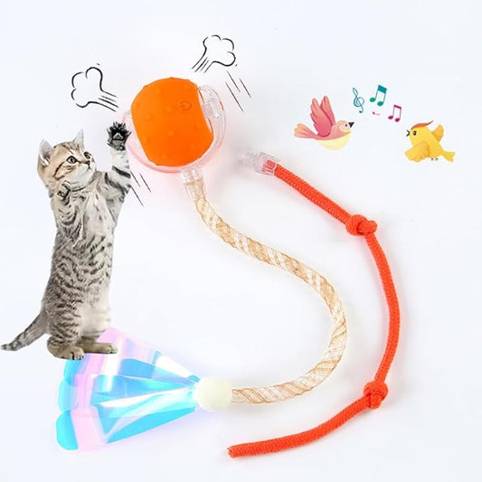 Interactive Cat Toys Ball for Indoor Cats,[2025 Newly Upgraded] Agile Moving Cat Ball with Elastic Mesh Tail,Automatic Kitten Toys for Bored Indoor Adult Cats,Motion Activated (Orange)