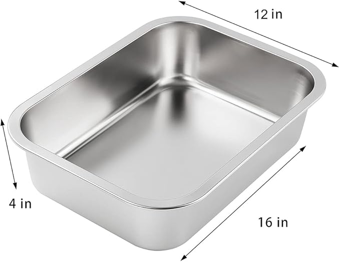Yangbaga Stainless Steel Litter Box for Kittens, 4 in Height Easy Entry, Odor Control, Non Stick, Easy to Clean,Litter Box for Rabbits, Ferrets,Guinea Pigs and Hamsters