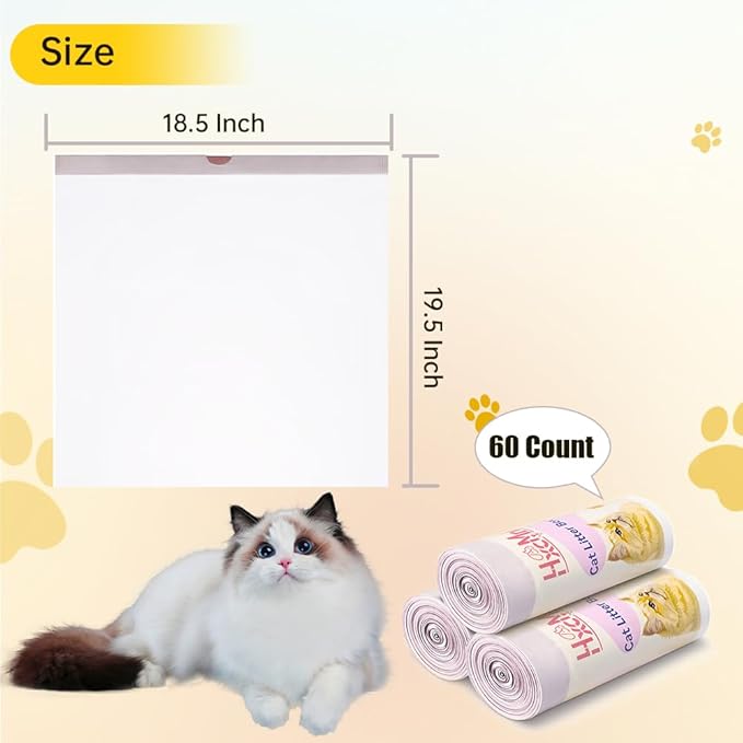 60 Count Self-Cleaning Litter Box Liners for MW-SCO1/MW-SC02/MW-LR01 - Leakproof & Odor-Control Design, 2x Thicker Material Than Standard Liners, Automatic Cat Litter Box Accessories