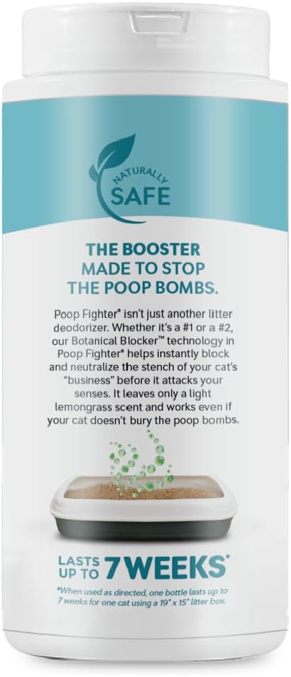 WORLD'S BEST CAT LITTER® Boosters™ Poop Fighter® | Natural and Sustainable Cat Litter Additive | Eliminates Poop, Urine, and Ammonia Odors | Botanical Blocker™ Technology | 18 oz Canister