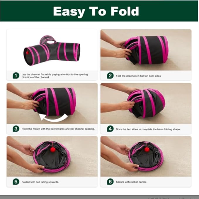 Pet Cat Tunnel Tube Cat Toys 3 Way Collapsible, Tunnels for Indoor Cats，Kitty Bored Peek Hole Toy Ball Cat, Puppy, Kitty, Kitten, Rabbit