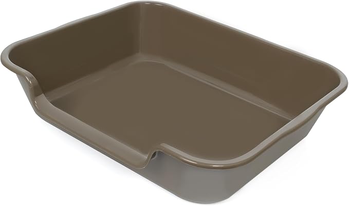 1 Pack of Extra Large Cat Litter Box (ABS Material), Low Entry Senior Litter Pen for Geriatric Kitty Big Cats, Jumbo Pet Safe Litter Boxes for Indoor Pets Potty (Light Brown, 24" L x 20" W)