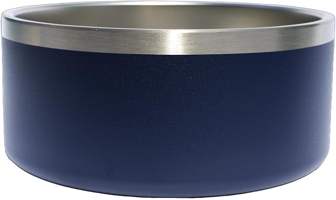 Custom Dog Bowl with Large Name - 304 Stainless Steel, Personalized Engraved, Nonslip, Custom Cat Bowl, Feeder, Pet Supplies, Food (Navy, Large -64oz)