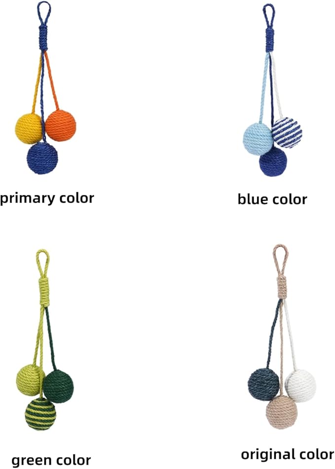 Cat Toy Sisal Ball Hanging Cat Toy Handmade Cat Rope Ball Chew Eco-Friendly Toy Pets Interactive Toy Cat Toys for Indoor Cats (Green, 1pcs)