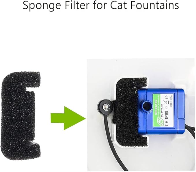 8Pack Cat Fountain Filter Sponges for Stainless Steel Fountains Replacement Foam Pre-Filter Sponges for Pet Dog Automatic Water Dispenser,U Shape