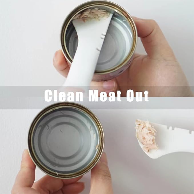 Meow&Woof Cute Cat Pet Can Food Cover with Spoon - One Lid and One Spoon Pack (Gray)