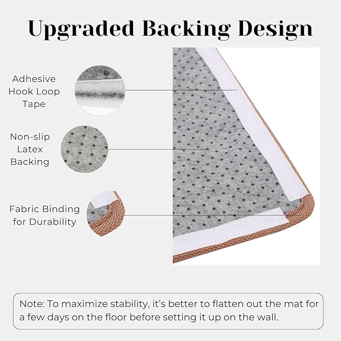 Sisal Cat Scratcher Post Mat (Use on Wall, Couch and Carpet), Shedding-Resistant Scratching Surface - 21.7x13 with Adhesives, Pads and Twist Pins (Cat in a Box)