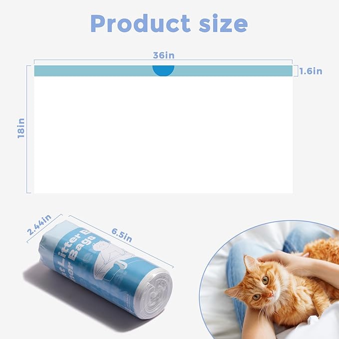 Jumbo Cat Litter Box Liner Bags Extra Large&Thick,30 count,36" x 18" Heavy Duty Cat Litter liners