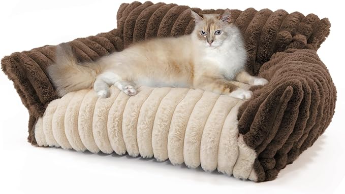 Cat Bed Washable Pet Chair - Large Fluffy Supportive Cat Sofa for Indoor-Medium Dog Bed with Removable Cover