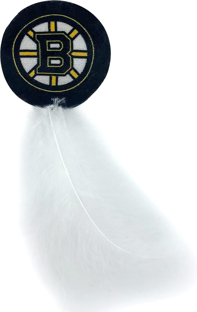 Best Plush CAT Toy: NHL Boston Bruins Complete Set of 3 Piece Cat Toys Filled with Fresh Catnip. Includes: 1 Jersey Cat Toy, 1 Hockey Puck Cat Toy with Feathers & 1#1 Fan Cat Toy. Beautiful Team Logo