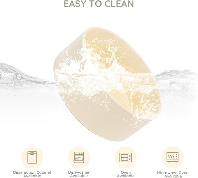 SPUNKYJUNKY 60 OZ Ceramic Dog and Cat Bowl, Modern Cute Weighted Food Water Bowl for Replacement Beige (1 Pack)