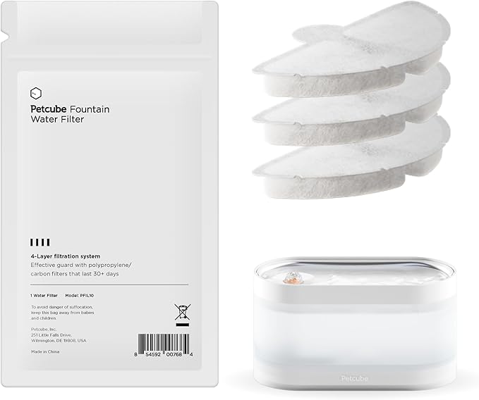 Petcube Water Fountain Replacement Filters, 3 Pack for Ceramic and Stainless Steel Pet Water Fountain