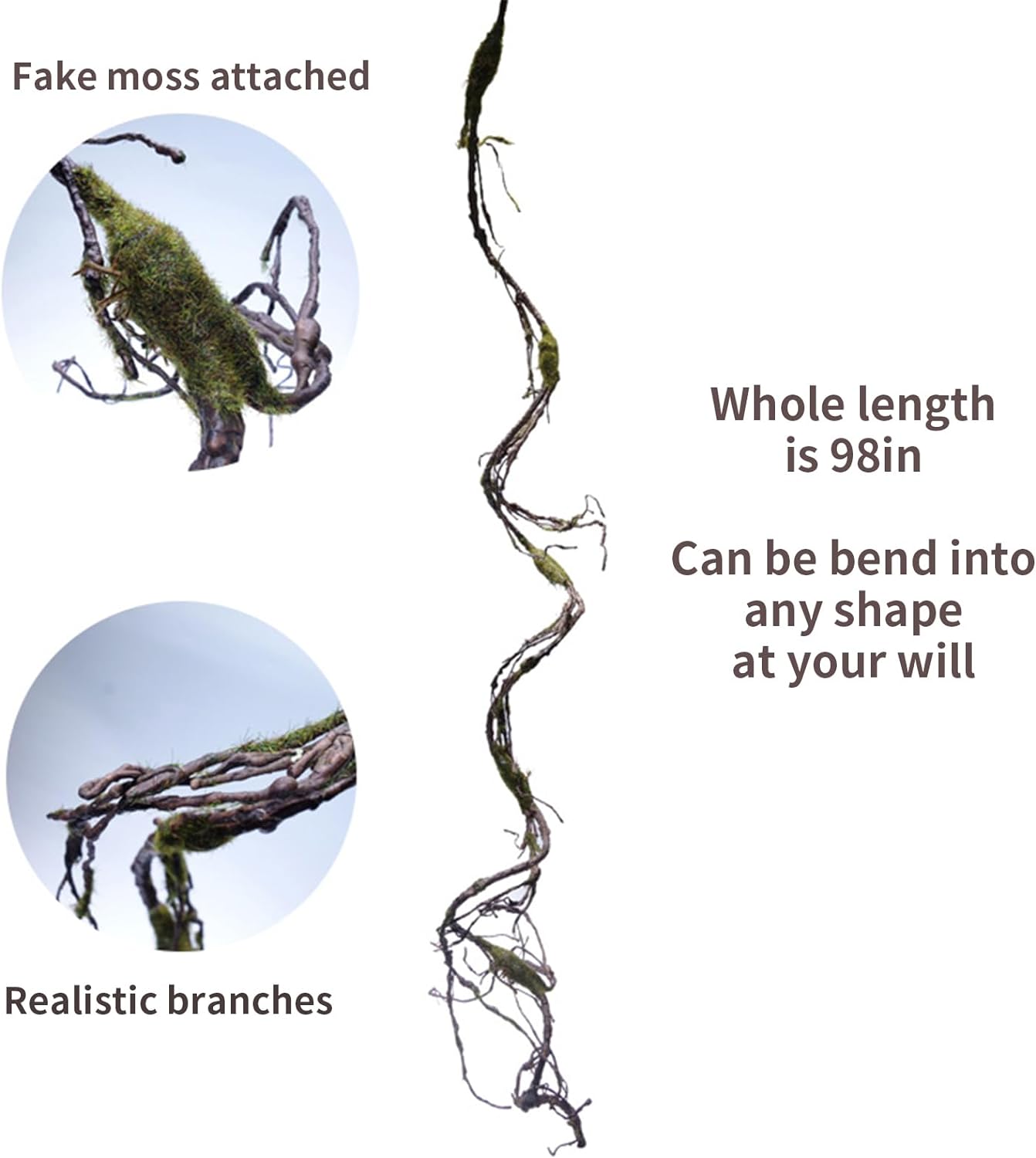 98in Bendable Wall Hanging Artificial Cherry Blossom Tree Vines Fake Reptile Plants Branches Twigs Trunk Garland for 3D Outdoor Bedroom Garden Home Background Halloween X'Mas Decoration